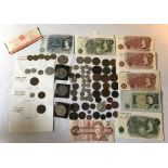 British and foreign silver and copper coinage and British banknotes etc.