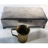 Royal Air Force Squadron cigarette box with a shell shot miniature brass tankard.