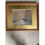 Watercolour Venetian scene 1897 monogram CJH ins. Fundamento Nuovo