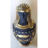 A Wedgwood Genius Collection Canopic vase, the cover moulded as a pharaoh`s head, the body applied