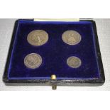 Great Britain, 1904 Maundy Money four-coin set, Edward VII, rev crowned denomination dividing date