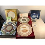 Collection of decorative wall plates, Royal Copenhagen, Caverswall, Spode, Belleek.