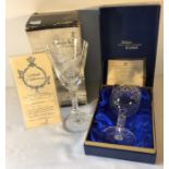 Tudor + Cumbria crystal glass goblet x 2, Marriage of Prince Charles and Lady Diana.