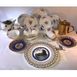 Victoria bone china tea service, six place setting together with Royal Worcester teapot, mid