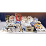 Commemorative Ware, decorative plates, mugs, pin dishes, stamp album, spoons etc.