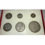 1927 George V New Coinage Silver six coin set - (Wreath Crown to Three Pence)