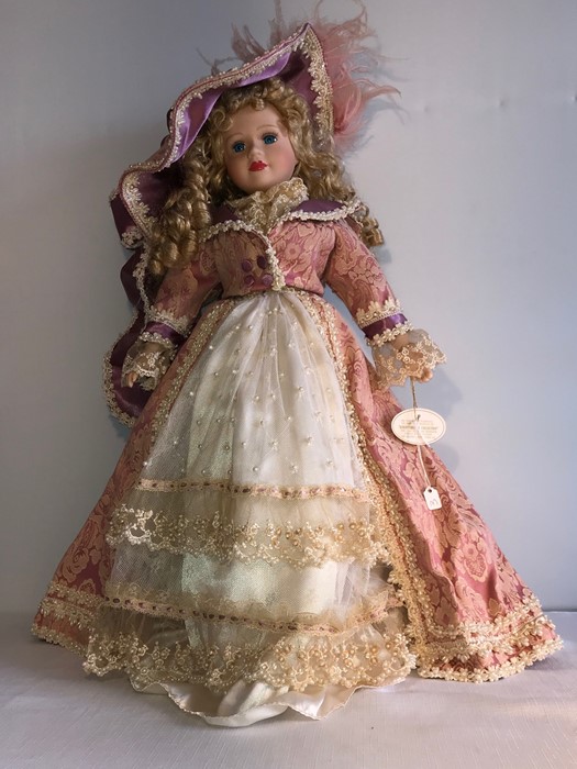 Hand painted porcelain doll from the Knightbridge collection, Evelyn. H - 63cms.