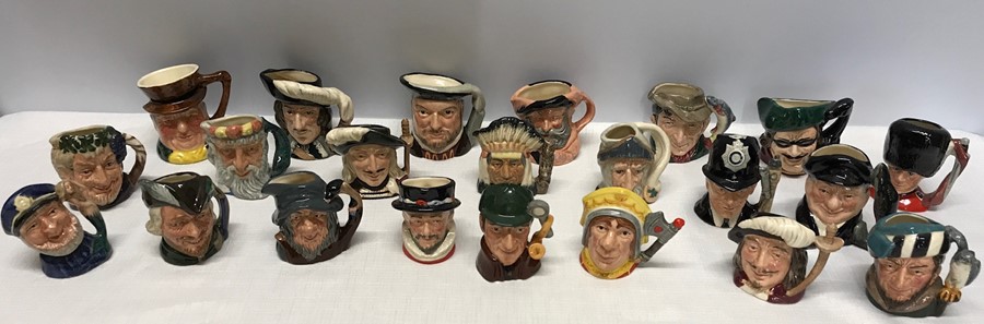 Collection of 22 Royal Doulton miniature Toby jugs approx 6cms tall.