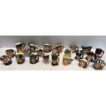 Collection of 22 Royal Doulton miniature Toby jugs approx 6cms tall.