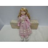 Victoria Impex Enchantments porcelain doll, Brooke in pink dress, 40cms t.