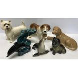 Collection of animal ornaments inc Coopercraft Scottish Terrier, St Bernard, Szeiler Labrador,