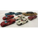 Collection of playworn diecast vehicles - 2 x Ferrari Berlinetta, MArcos Volvo, Ford Mustang, Ghia