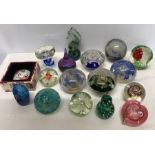 Seventeen various paperweights including Mdina.