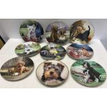 Collection of 9 decorative wall plates, 8 x river shore dog plates by Jim Lamb from the good