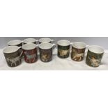 Nine Royal Worcester pottery mugs, signs of the Zodiac. 2 x Capricorn, 2 x Aires, 2 x Aquarius,