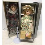 Two porcelain collectors dolls, Alberon Gemma and Victoria Impex Sarah, Mint and boxed with stands.