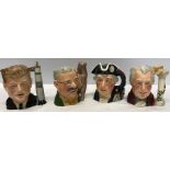 Collection of 4 Staffordshire pottery character jugs. Series of American Presidents, J.F Kennedy