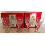 Royal Brierley full lead crystal drinking glassware, 3 wine and 1 brandy, retail boxed.