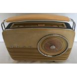 Bush bakelite, blue sides, portable radio, some wear to chrome trim.