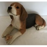 Sandicast USA sculpture pottery handcast and painted figurine, stamped Sandra Brue, Beagle Pup,