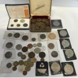 British copper and brass coin collection, Penny's, Threepence's and some foreign coins, with Royalty