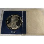 A 1780 Austria Maria Theresa silver thaler coin. 0.905 ozt.