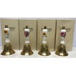 Collection of 4 Foundry Fine English bells, pottery and brass, 15cms t, Summer rose x 2, Contrast