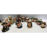 Collection of small Toby jugs, 12 Royal Doulton inc Father Christmas, Leprechaun, Old salt, Neptune,