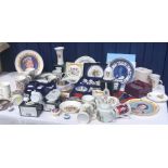 Queen Elizabeth II Golden Jubilee commemorative items including ceramics, glass, coasters, thimbles,