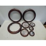3 x collectors plate frames and 5 assorted circular pictures and photo frames.