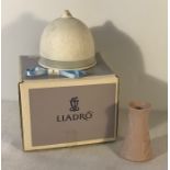 LLADRO winter bell + small lilac bird vase. Boxed and mint.