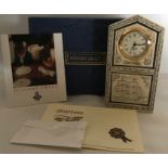 History Craft, England, Scrimshaw design mantle clock, unused, retail boxed, approx 21.5cms t.
