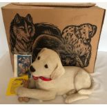 Sandicast USA sculpture pottery handcast and painted figurine by Sandra Brue, Labrador Pup Yellow,