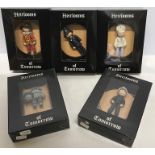 Heirlooms of Tomorrow pottery figures on wood wall plaques, 8cms x 5, Miner, Ghost, Chef,