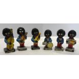 Group of 6 Robertson Golden Shred plaster figures, Musicians. minor paint chips and chips to base