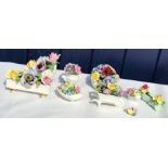Nine various floral ceramic posies including Royal Adderley, some slight a/f