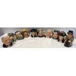 Collection of 10 Royal Doulton character Toby jugs approx 10cms t, 2 x Winston Churchill, Don