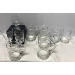 Selection of commemorative drinking glassware, 1 pint 18th, 2 x 1 pint 21st, 2 half-pint 21st,