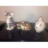 Royal Crown Derby of Kitten, Sleeping Kitten and Bunny. All boxed and mint. (3)