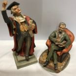 Two Capodimonte figures, both a/f, seated gentlemen, broken pipe in hand, marked to back - 100 Maria