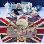 Collection of Royal Commemorative items including Charles + Diana, tea towels, Royal Doulton, 1937