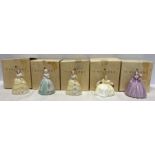 Collection of 5 Coalport Minuettes figurines, 2 x Danielle, Gemma, Holly and Sophie, tallest 9cms