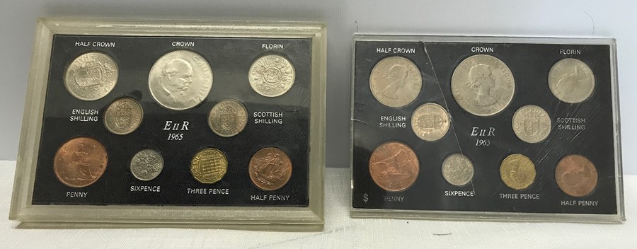 Two British pre decimal coin sets, 1965 inc Winston Churchill and Elizabeth II crowns.