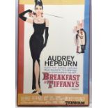 Large framed movie poster print. Audrey Hepburn, Breakfast at Tiffany's, 96cms h x 64cms w.