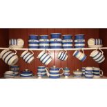 A large quantity of blue and white Cornishware pottery including TG Green and Co Ltd.