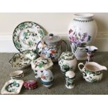 Boxed lot of ceramics to include Masons Green Chartreuse pattern, Coronware, Portmeirion, Limoges