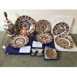 Nine pieces Royal Crown Derby, Christmas and other decorative plates, pin dish, butter knife and