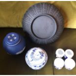 Ceramics including black Wedgwood bowl, jasperware, pot pouri etc.