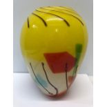 A late 20thC colourful studio glass vase. 24cms h.