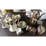 Noritake coffee service, 5 x cups + saucers, coffee pot, milk + sugar, together with another 4 x